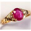 Image 3 : 10K Yellow Gold Ruby(1ct) Diamond(0.02ct) Ring (~Size 7.5)(Ring is resizable for $40) (~weight 1.56g