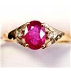 Image 4 : 10K Yellow Gold Ruby(1ct) Diamond(0.02ct) Ring (~Size 7.5)(Ring is resizable for $40) (~weight 1.56g
