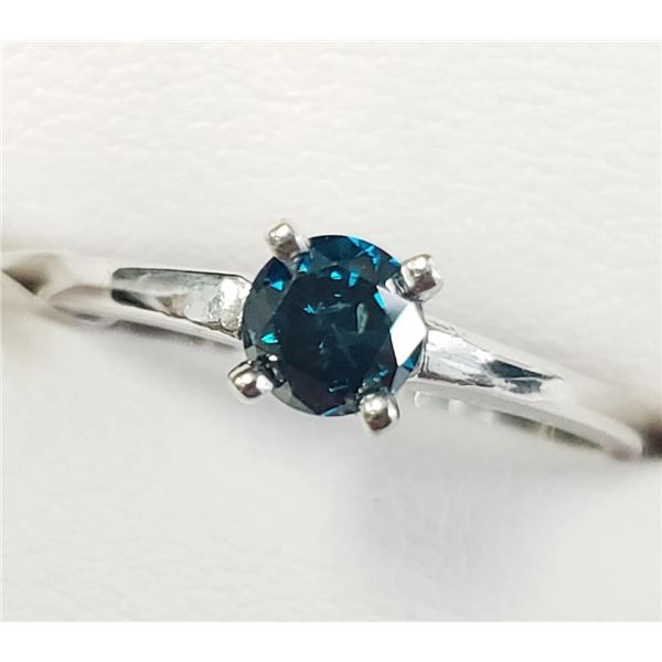 14K White Gold Blue Diamond Treated(0.42ct) Ring (~Size 6)(Ring is resizable for $40) (~weight 2.04g