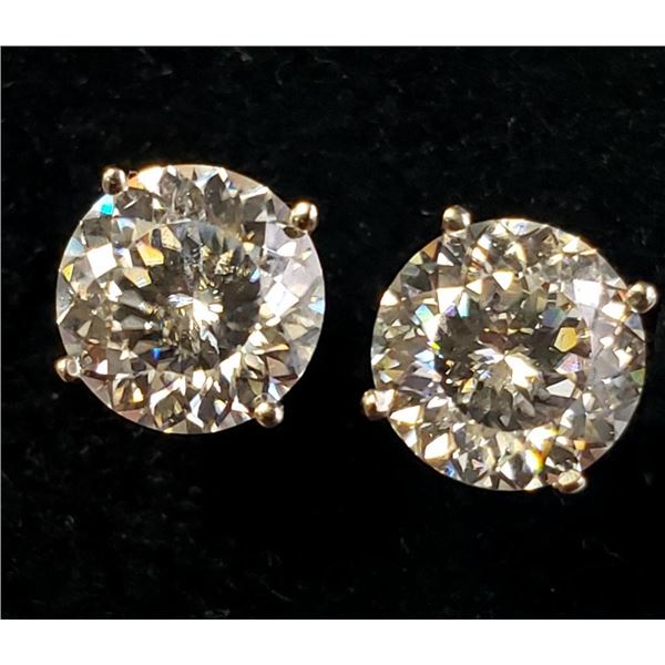 14K White Gold Moissanite(2.4ct) Earrings (~weight 1.22g), Made in Canada, Appraised Retail $1685