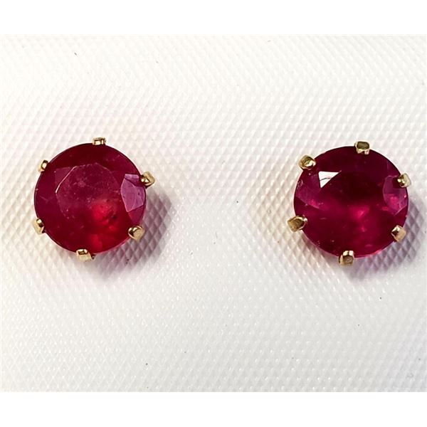 10K Yellow Gold Ruby(3.1ct) Earrings (~weight 1.06g), Made in Canada, Appraised Retail $965