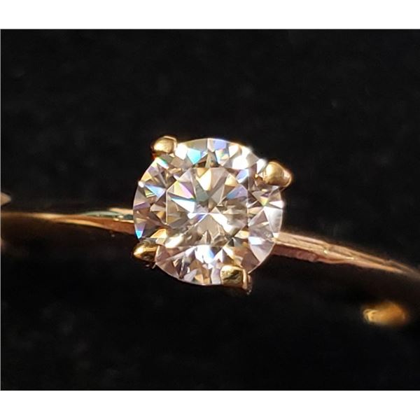 10K Yellow Gold Moissanite(0.5ct) Ring (~Size 6.5)(Ring is resizable for $40) (~weight 1.2g), Made i