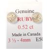Image 4 : 14K Yellow Gold Ruby Earrings, Made in Canada, Suggested Retail Value $100