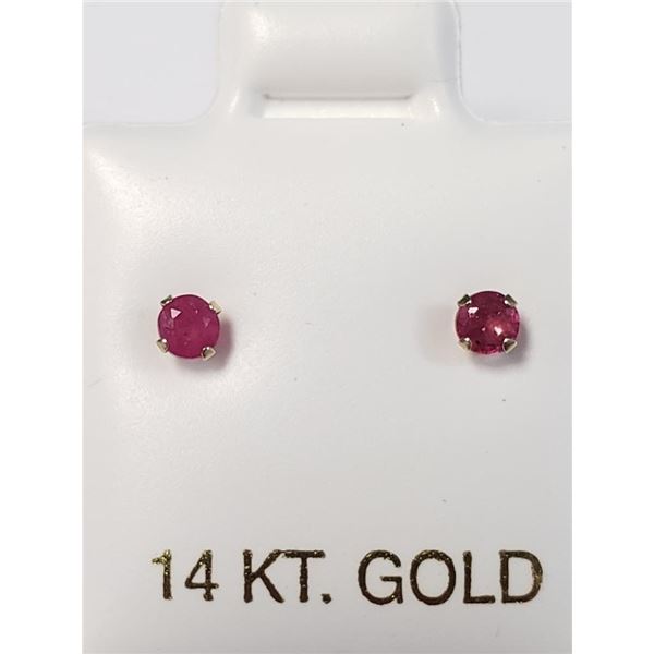 14K Yellow Gold Ruby(0.22ct) Earrings, Made in Canada