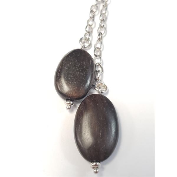 Silver 24" Total Natural Wood Necklace, Suggested Retail Value $120
