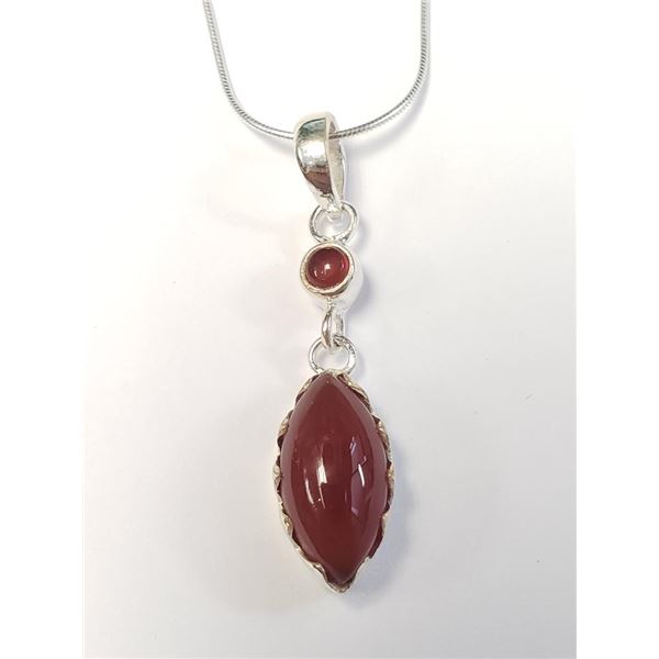Silver Carnelian 16" Necklace, Suggested Retail Value $160