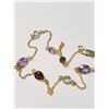 Image 1 : Silver Multi Genuine Gemstone Gold Plated 18" Necklace, Suggested Retail Value $300