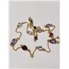 Image 2 : Silver Multi Genuine Gemstone Gold Plated 18" Necklace, Suggested Retail Value $300