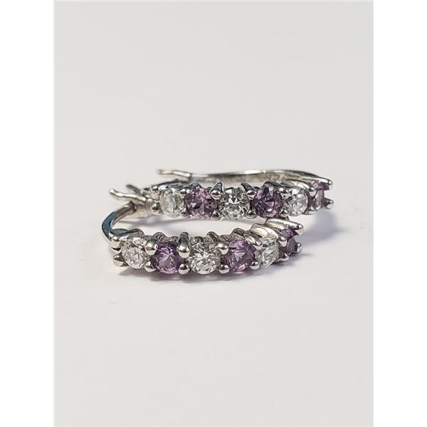 Silver Created Alexandrite Hoop Earrings, Suggested Retail Value $200