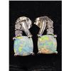 Image 1 : Silver Created Opeal And Natural Diamond Earrings, Suggested Retail Value $240