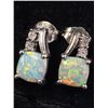 Image 3 : Silver Created Opeal And Natural Diamond Earrings, Suggested Retail Value $240