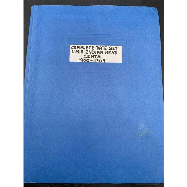 ESTATE ITEM - Complete Date set USA Indian head Cents 1900-1909 Cataloged