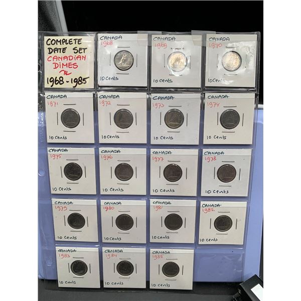 ESTATE ITEM - Complete Set of Canada Dimes 1968-1985 Cataloged LOT of 18