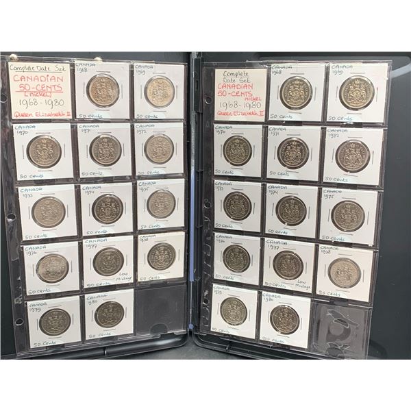 ESTATE ITEM - set of Canada 1968-1980 Half Dollars Cataloged LOT of 26