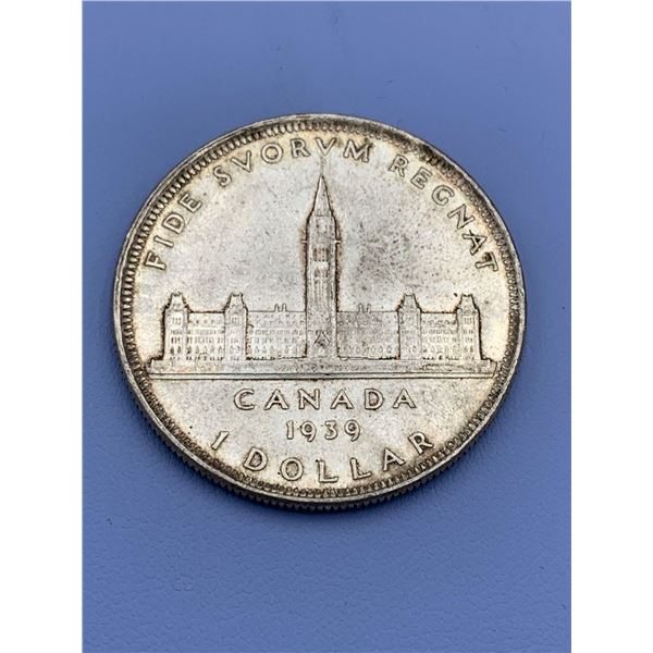 ESTATE ITEM - Canada Silver 1939 King George VI Parliment $1.00 Coin