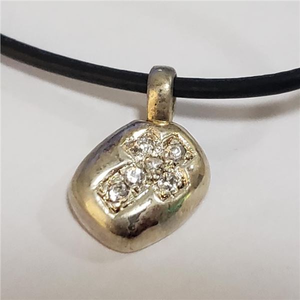 Silver Cubic Zirconia W/ Cord Pendant (~Size 0) (~length 0inches), Suggested Retail Value $80