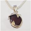 Image 1 : Silver Garnet Necklace (~Size 0) (~length 17inches) (~weight 4.61g), Suggested Retail Value $120