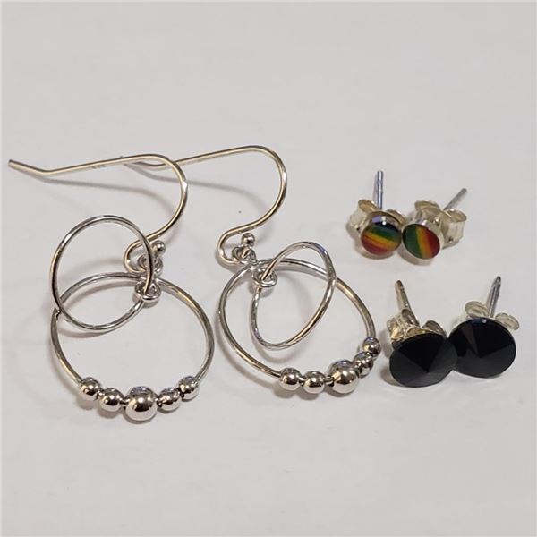 Silver Lot Of 3 Earrings (~Size 0) (~length 0inches), Suggested Retail Value $120