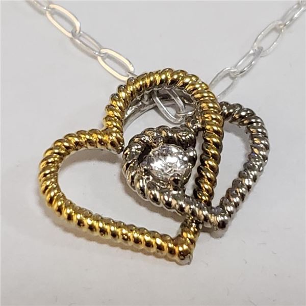 Silver Cubic Zirconia Necklace (~Size 0) (~length 16inches), Suggested Retail Value $100