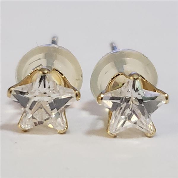 14K Yellow Gold Cubic Zirconia Earrings (~Size 0) (~length 0inches), Suggested Retail Value $300 (Es