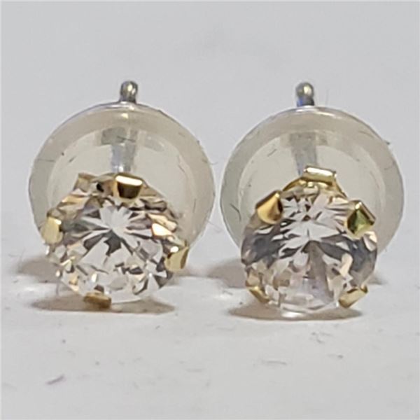 14K Yellow Gold Cubic Zirconia Earrings (~Size 0) (~length 0inches), Suggested Retail Value $160