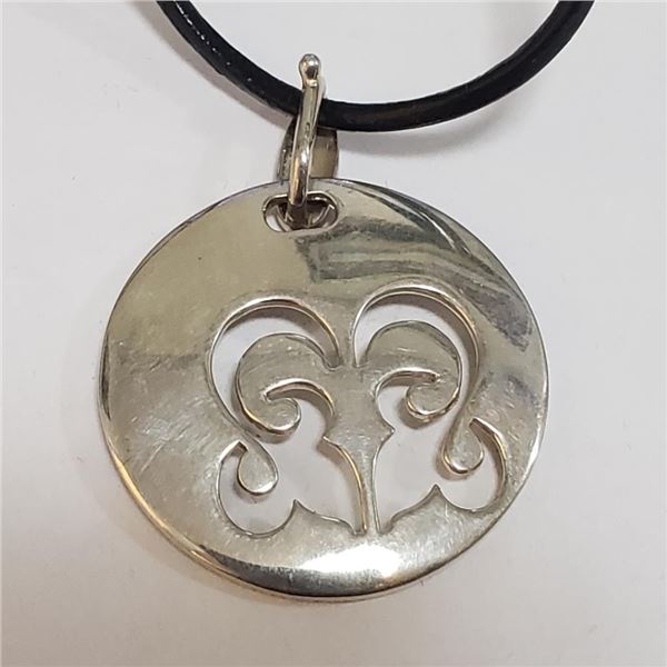 Silver W/ Cord Pendant (~Size 0) (~length 0inches) (~weight 7.25g), Suggested Retail Value $160