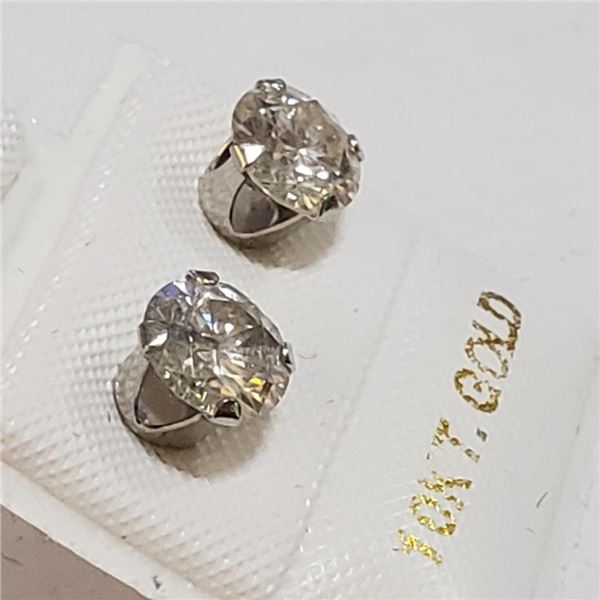 10K Yellow Gold Moissanite(1.45ct) Earrings (~Size 0) (~length 0inches), Suggested Retail Value $800