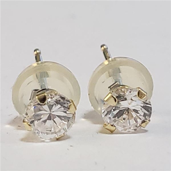 14K Yellow Gold Cubic Zirconia Earrings (~Size 0) (~length 0inches), Suggested Retail Value $300 (Es