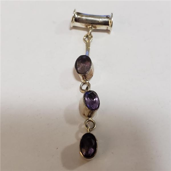 Silver Amethyst Pendant (~Size 0) (~length 0inches), Suggested Retail Value $100