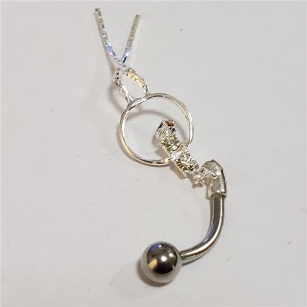 Silver Cubic Zirconia Belly Button (~Size 0) (~length 0inches), Suggested Retail Value $80