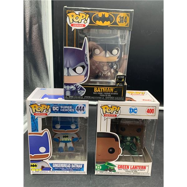 Funko Pop! Lot of 3 - Batman 1997, Gingerbread Batman & Green Lantern