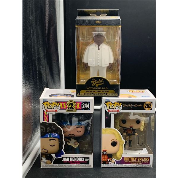 Funko Pop! Lot of Jimi Hendrix Maui Live, Britney Spears & Gold Notorious B.I.G. Figures