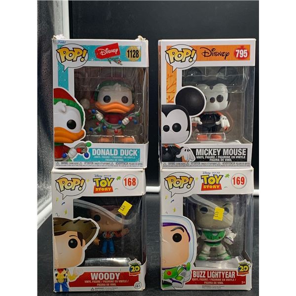Funko Pop! Lot of 4 - Donald Duck, Mickey Mouse, Woody & Buzz Lightyear Figures