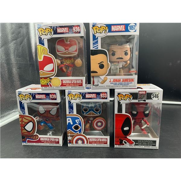 Funko Pop! Lot of 5 - Gingerbread Captain Marvel, J.Jonah Jameson Gingerbread Spider-Man, Gingerbrea