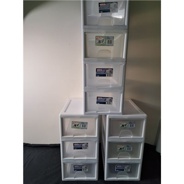 3 Stackable Sterilite Plastic Storage Drawers
