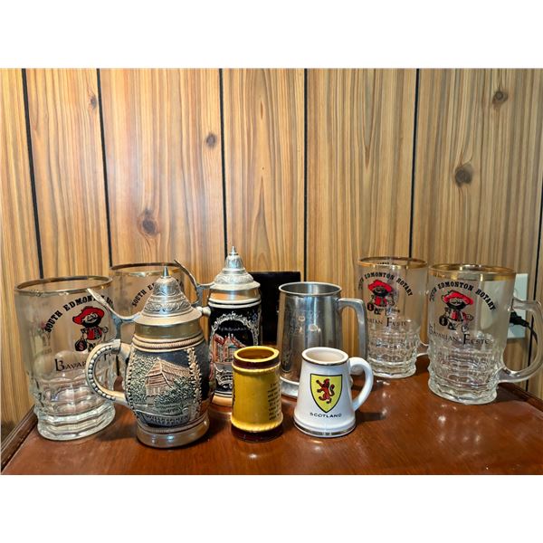 Various Beer Steins and Mugs