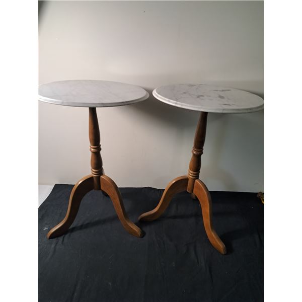 2 marble top end tables