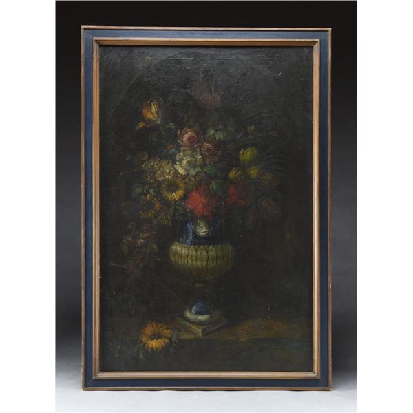 UNSIGNED FLORAL STILL LIFE PAINTING.