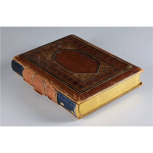 VICTORIAN EMBOSSED LEATHER PHOTO ALBUM.