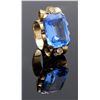 Image 1 : LARGE GOLD SYNTHENTIC BLUE SPINEL & DIAMOND RING.