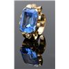 Image 2 : LARGE GOLD SYNTHENTIC BLUE SPINEL & DIAMOND RING.