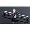 Image 1 : MARKED 14KT GOLD DIAMOND AND SPINEL BAR PIN.