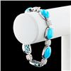 Image 1 : 46.14 ctw Turquoise and 1.86 ctw Diamond 14K White Gold Bracelet