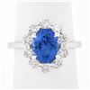NEW 14k White Gold 2.95 ctw Oval Blue Violet Tanzanite w/ Round Diamond Halo Rin
