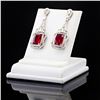 4.61 ctw Rubellite Tourmaline and 1.94 ctw Diamond Platinum Earrings