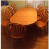 Image 1 : Solid Oak Country Dining Table with Eight Matching Wooden Chairs