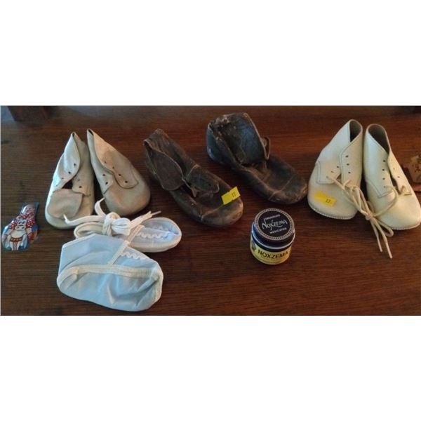 Collection of 50+ Year Old Baby Boot and Noxzema Jar