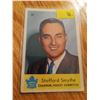 Image 1 : Stafford Smythe (Chairman) #36 Toronto Maple Leafs Hockey Card
