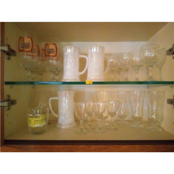 Glass Beerstiens and Various Acholic Drinking Glasses