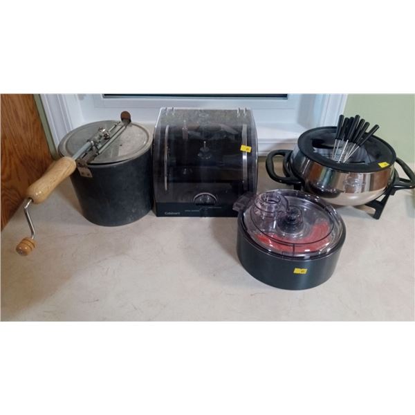 Collection of a Pressure Cooker, Fondue Maker and Cuisinart Kitchen Tools